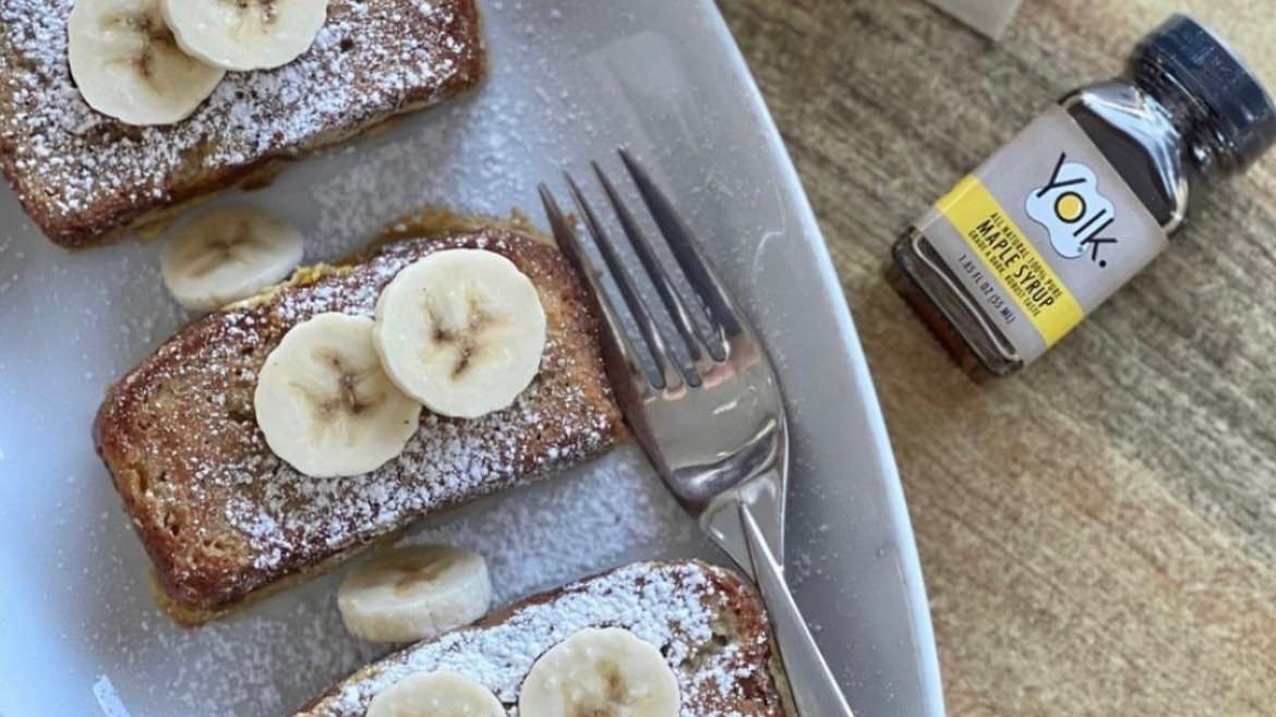 Order Banana Nut Bread French Toast food online from Yolk One Arts Plaza store, Dallas on bringmethat.com