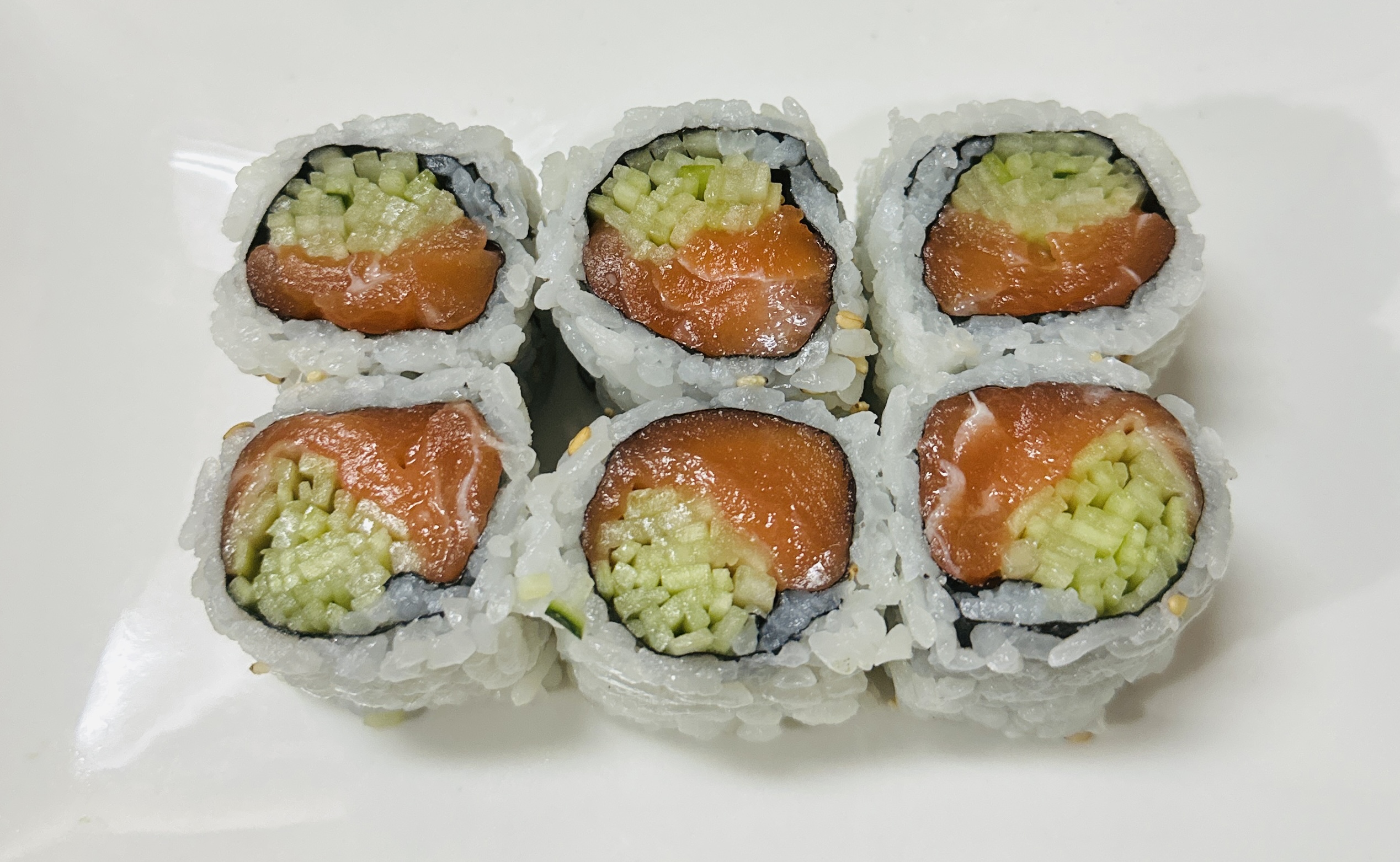 Order 24. Salmon Cucumber Roll food online from Mikaku store, New York on bringmethat.com