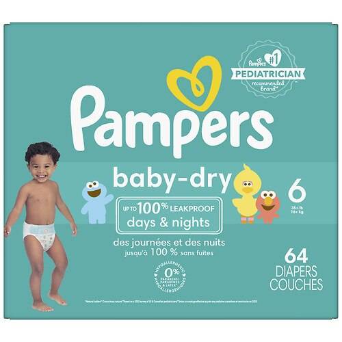 Order Pampers Baby Dry Extra Protection Diapers Super Pack Size 6 - 64.0 ea food online from Walgreens store, Lake Orion on bringmethat.com