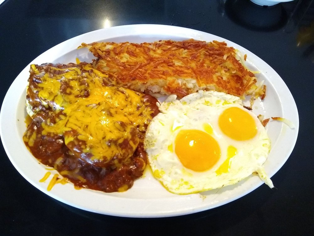 Order Chili & Cheese Biscuit & Eggs Breakfast food online from Russell's Burgers store, Pasadena on bringmethat.com