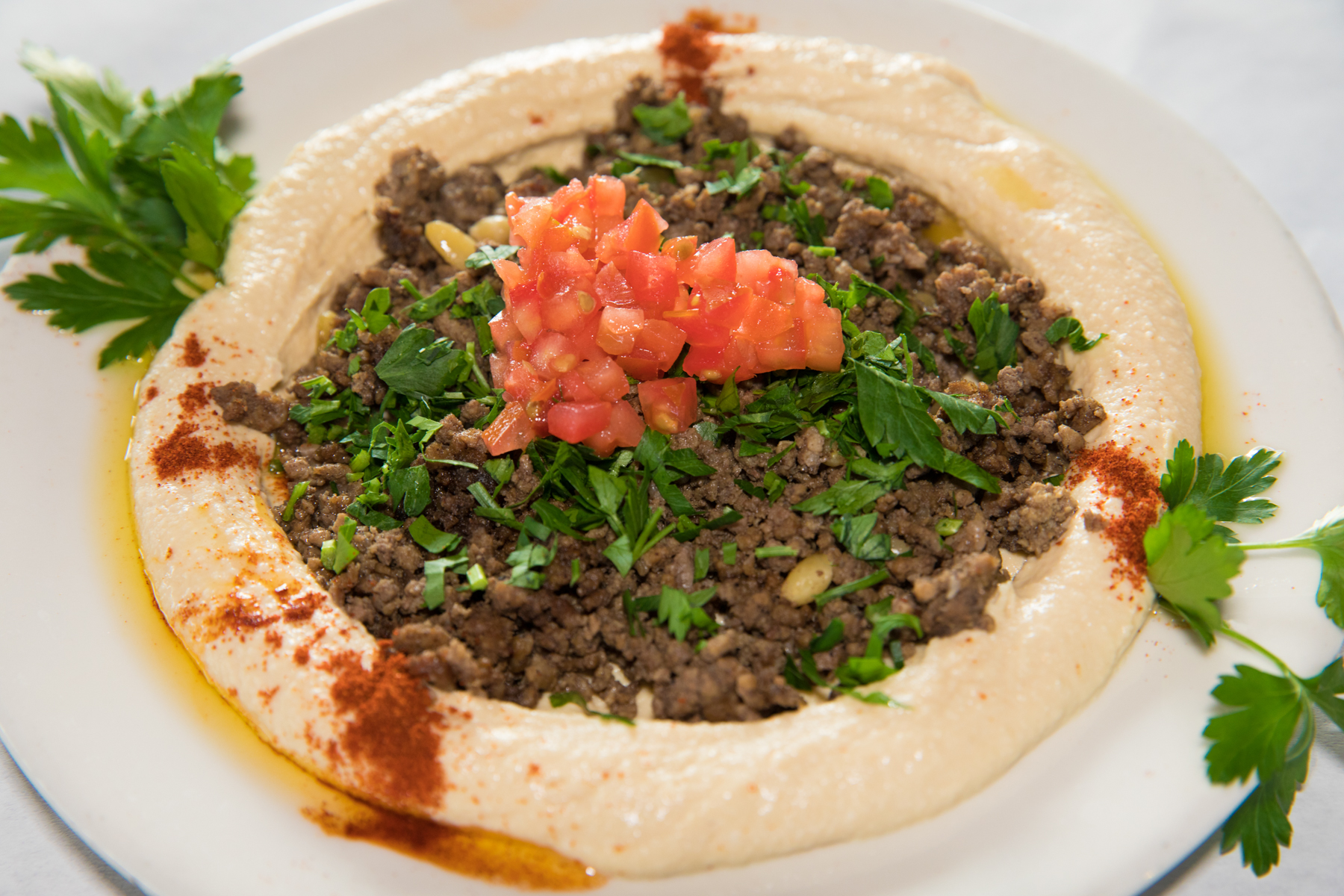 Order Hummus with Beef food online from Gaby's Express store, Marina Del Rey on bringmethat.com