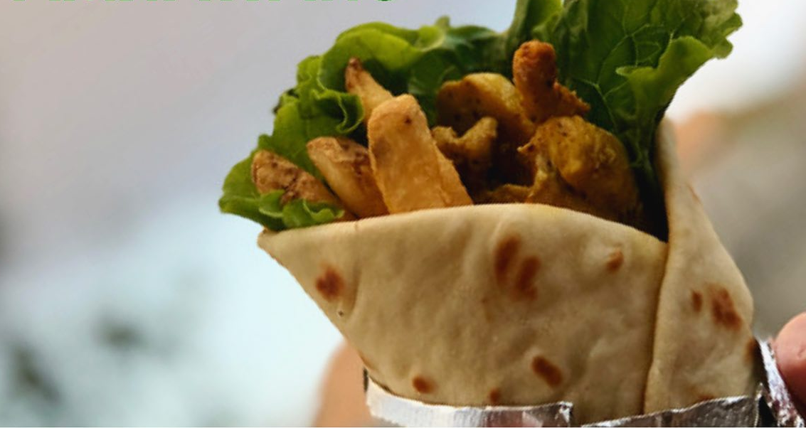 Order Beef Shawarma with Fries food online from 7 Monks Café store, New Braunfels on bringmethat.com