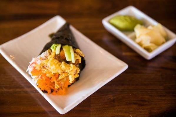 Order Softshell Crab Hand Roll food online from Mikko Sushi store, Vista on bringmethat.com