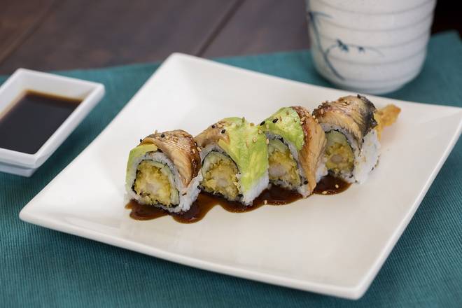 Order Dragon Maki (4 pcs) food online from Sushi + Rotary Sushi Bar store, Aurora on bringmethat.com