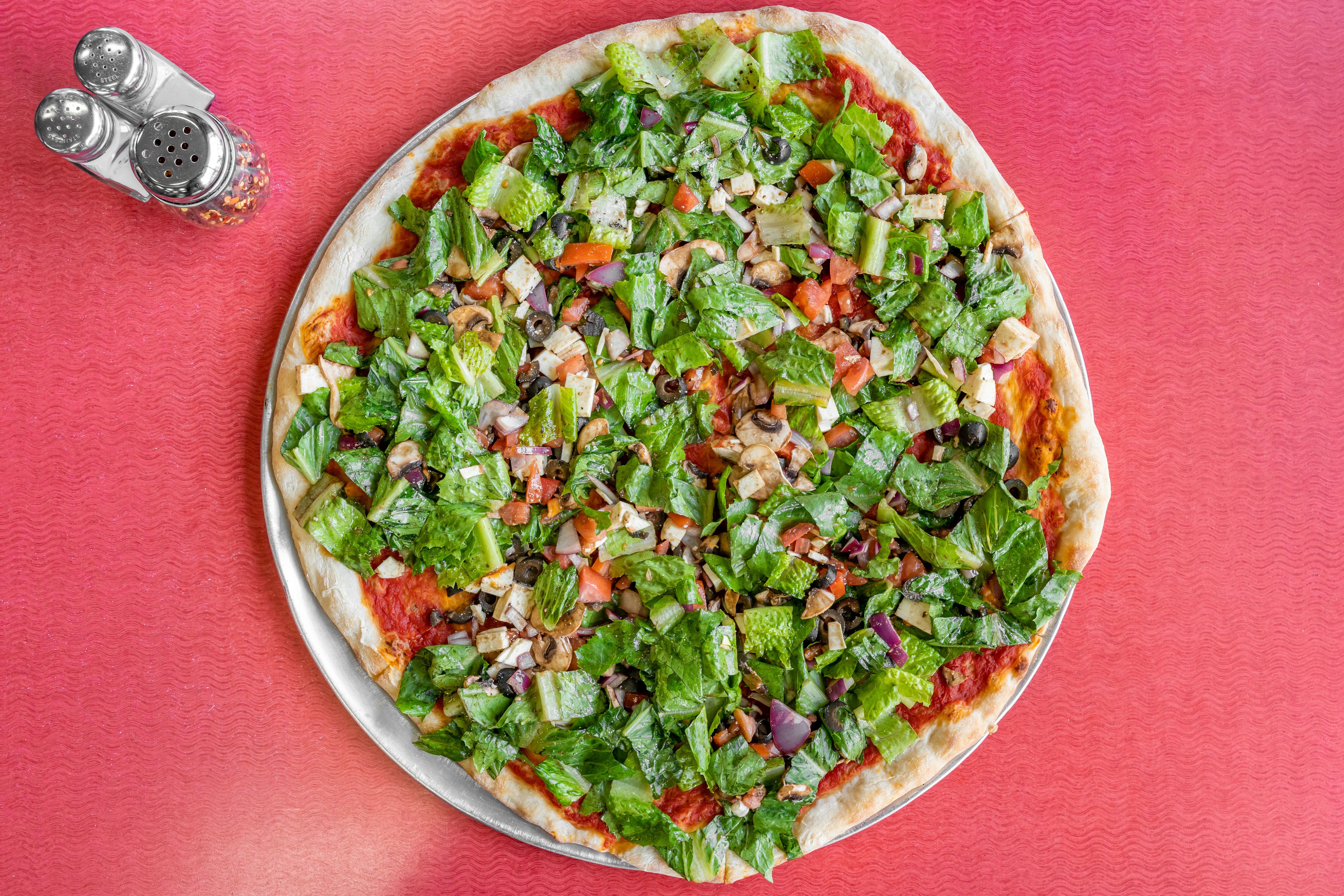 Order OIP Salad Pizza - Personal 12'' food online from Original Italian Pizza & Restaurant store, Garnerville on bringmethat.com