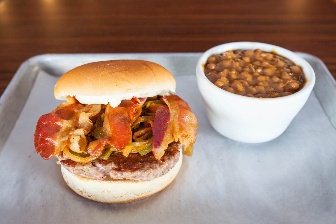 Order The Smokin' Pig Burger food online from Smoking Pig BBQ store, Fremont on bringmethat.com