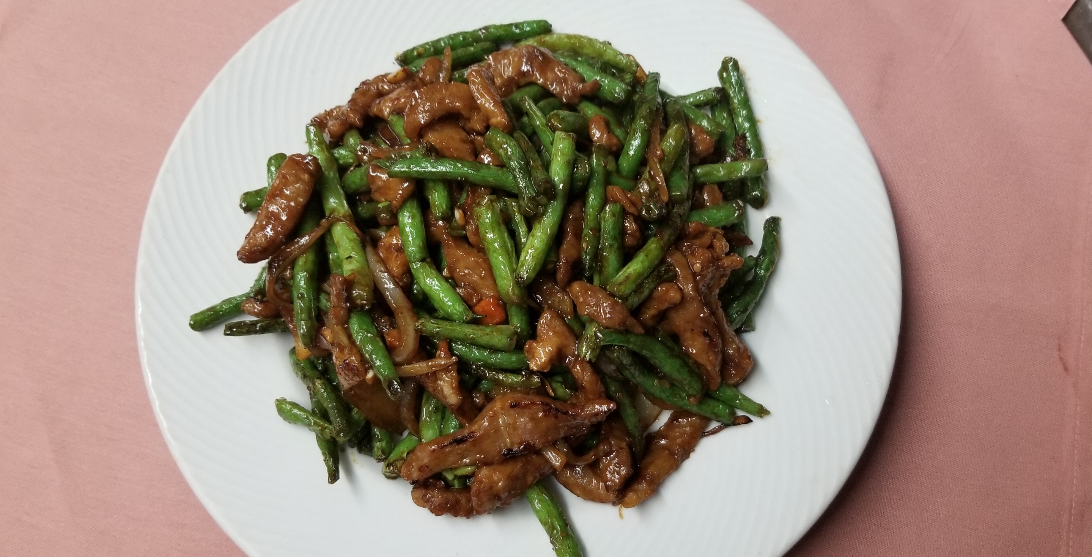 Order Shredded Pork with Green Beans in Brown Sauce food online from China Garden store, Woodland Hills on bringmethat.com