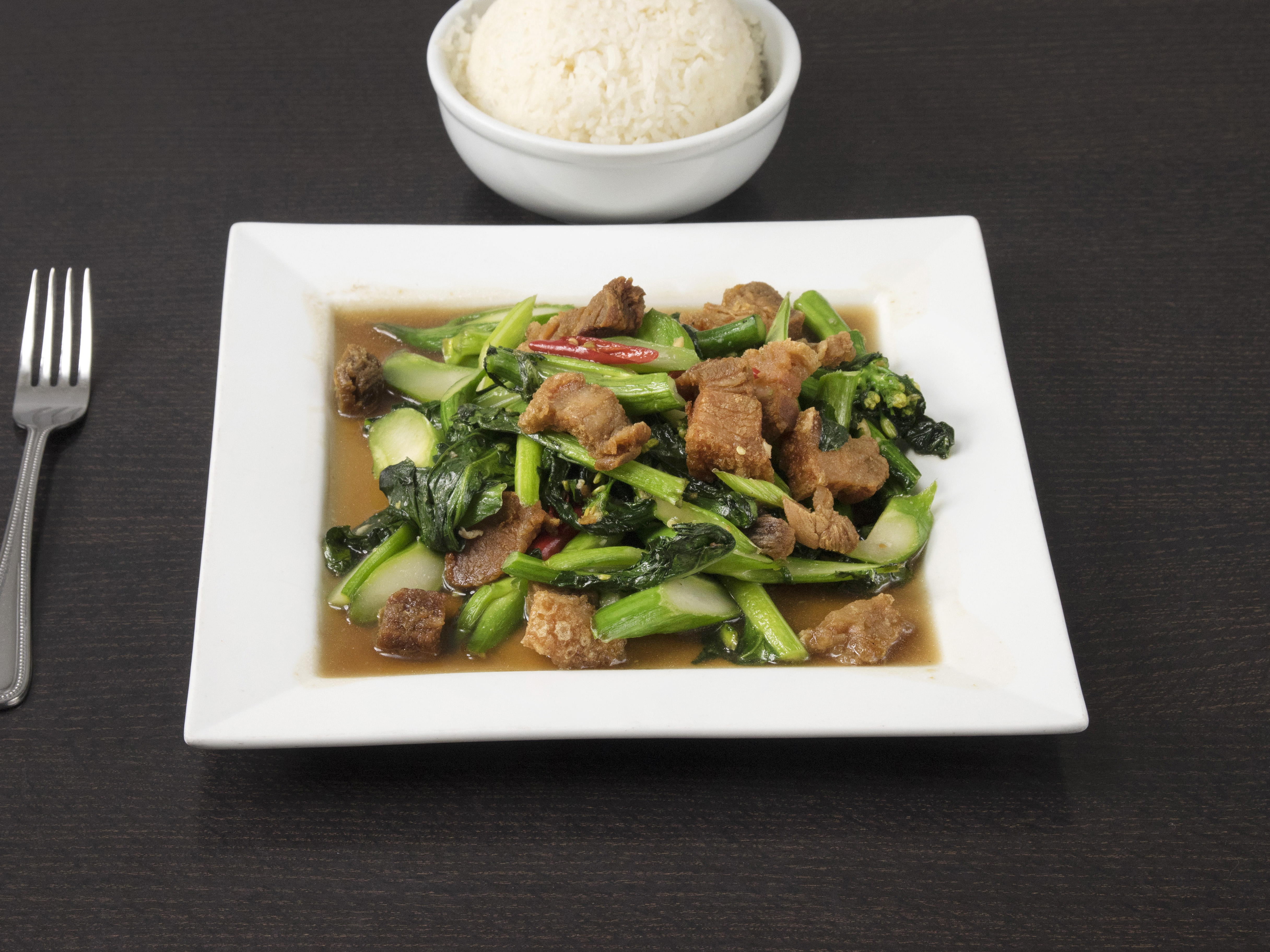 Order Chinese Broccoli with Crispy Pork a la Carte food online from Chaba Thai Kitchen store, San Diego on bringmethat.com