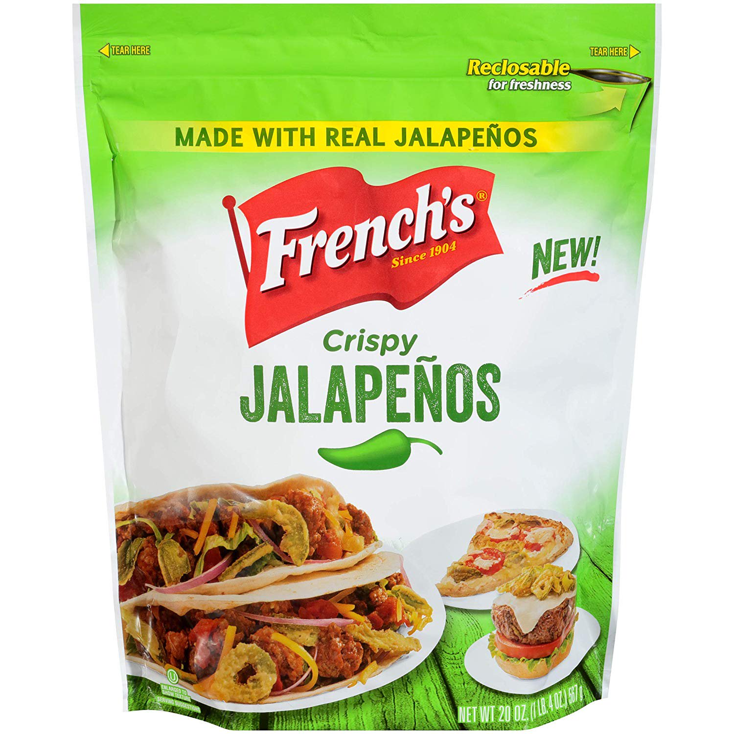 Order French’s Crispy JALAPEÑOS, Bag of ( 1 LB. 4 OZ ) NON-GMO food online from The Vegan Place store, Canoga Park on bringmethat.com