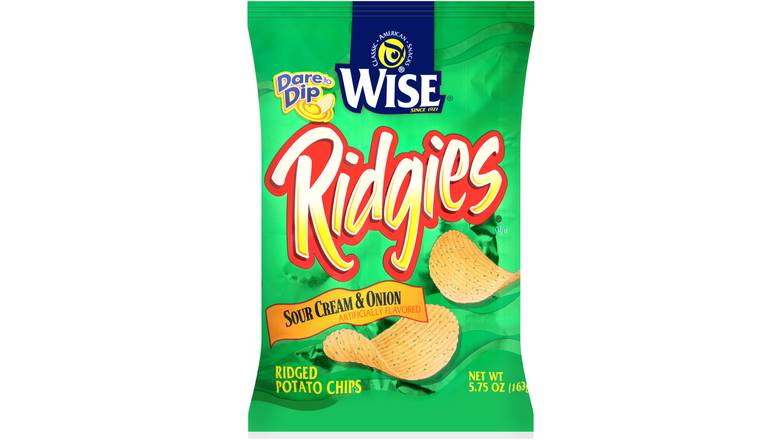 Order Wise Ridgies Sour Cream & Onion Flavored Ridged Potato Chips food online from Route 7 Food Mart store, Norwalk on bringmethat.com