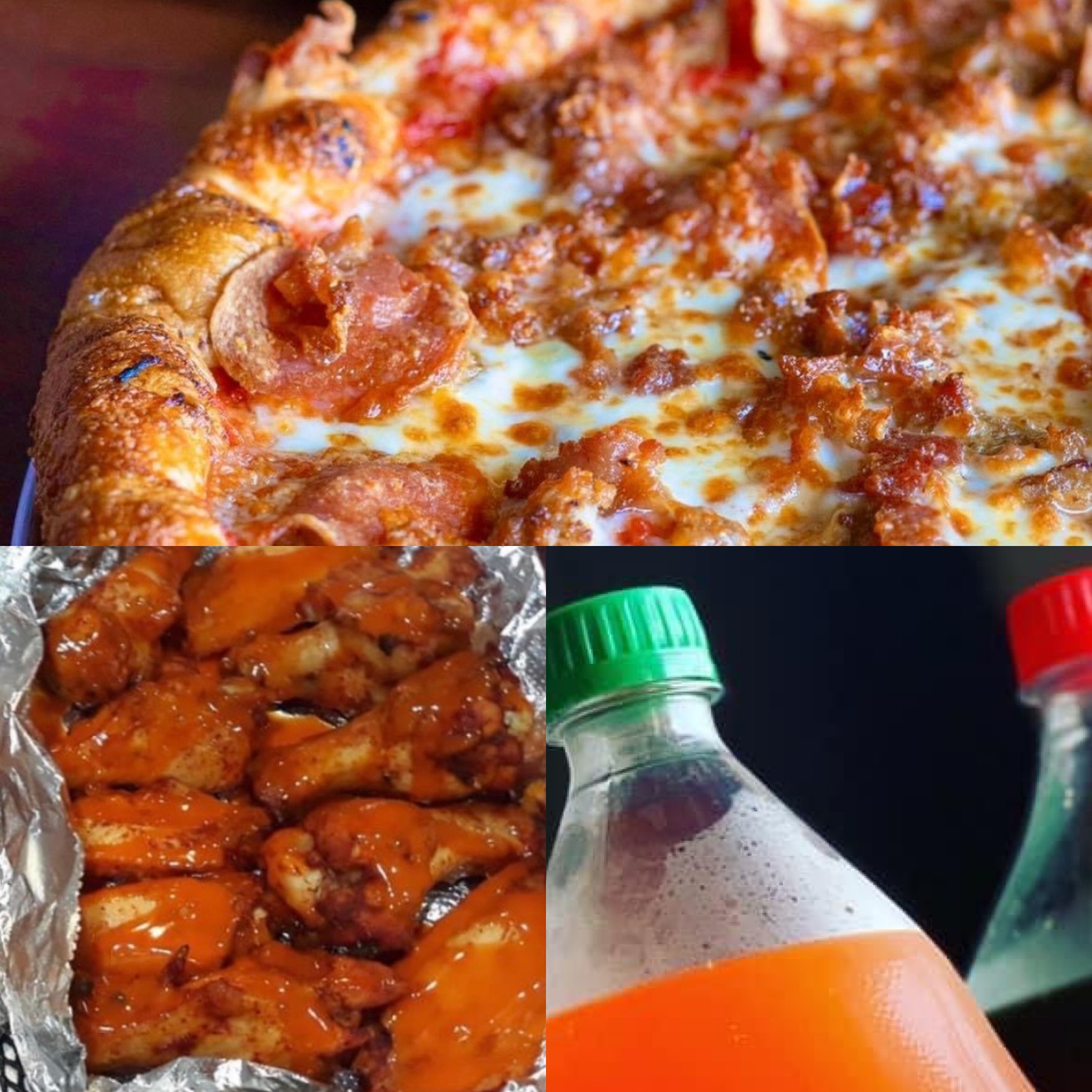 Order 14" Large 2 Topping Pizza and 10 Wings Special and a 2 Liter food online from Super Baked Pizza store, Braselton on bringmethat.com