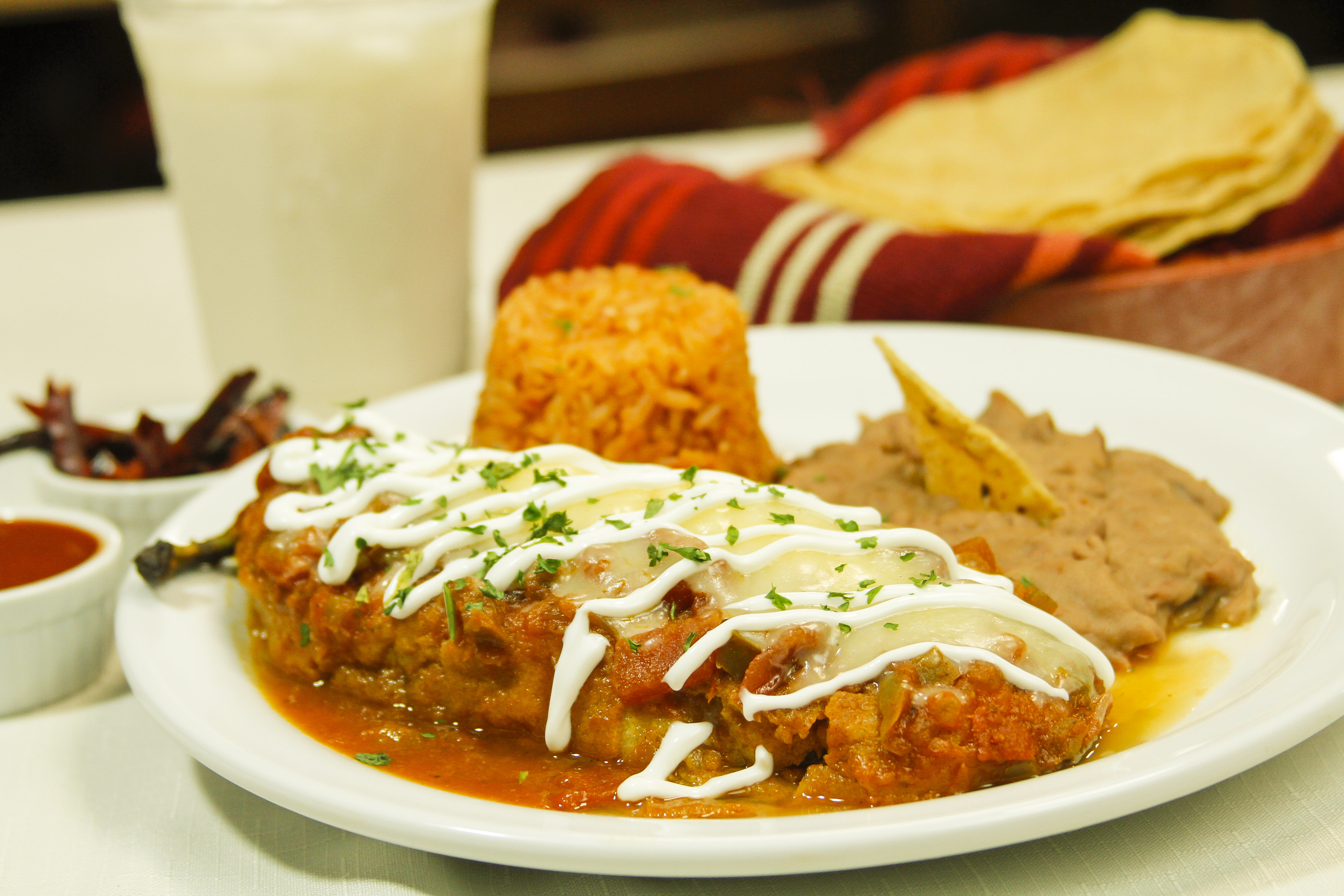 Order Chile Relleno Plate  food online from Tomatito Mexican Food store, San Diego on bringmethat.com