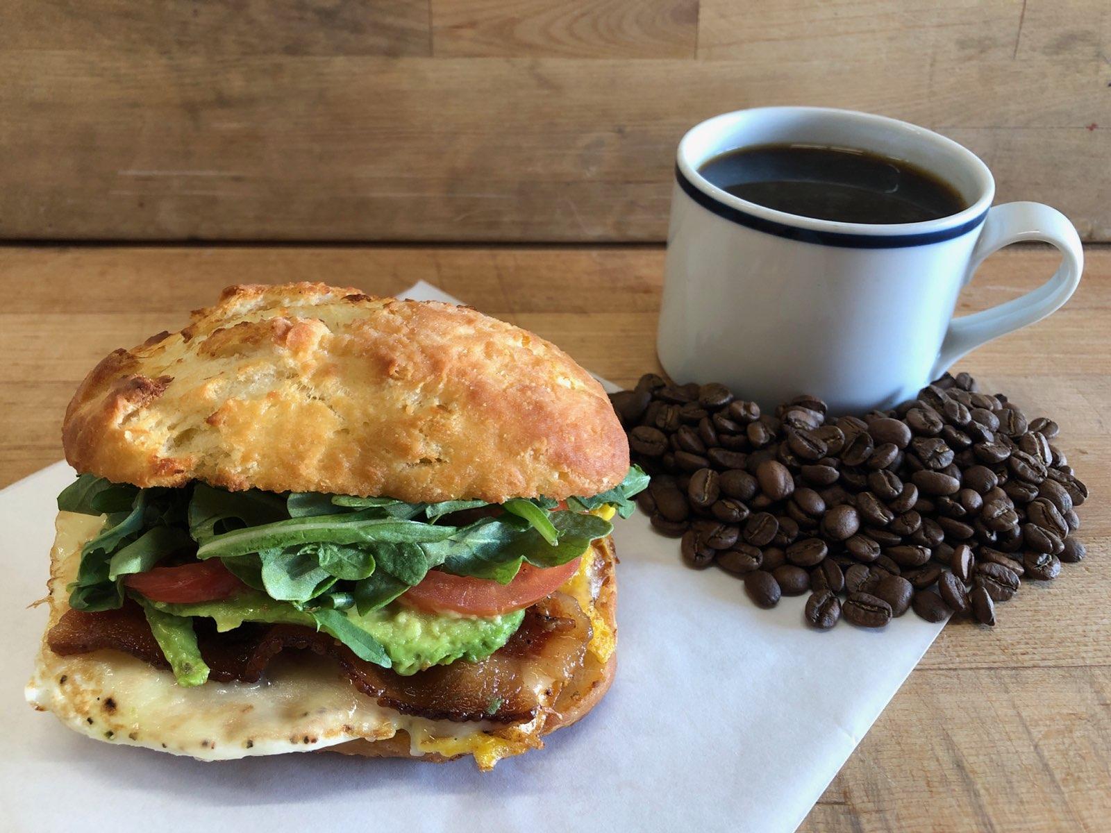 Order The BEAT - Bacon, Egg, Avocado, Tomato Buttermilk Biscuit food online from Bagel Sphere store, Eugene on bringmethat.com