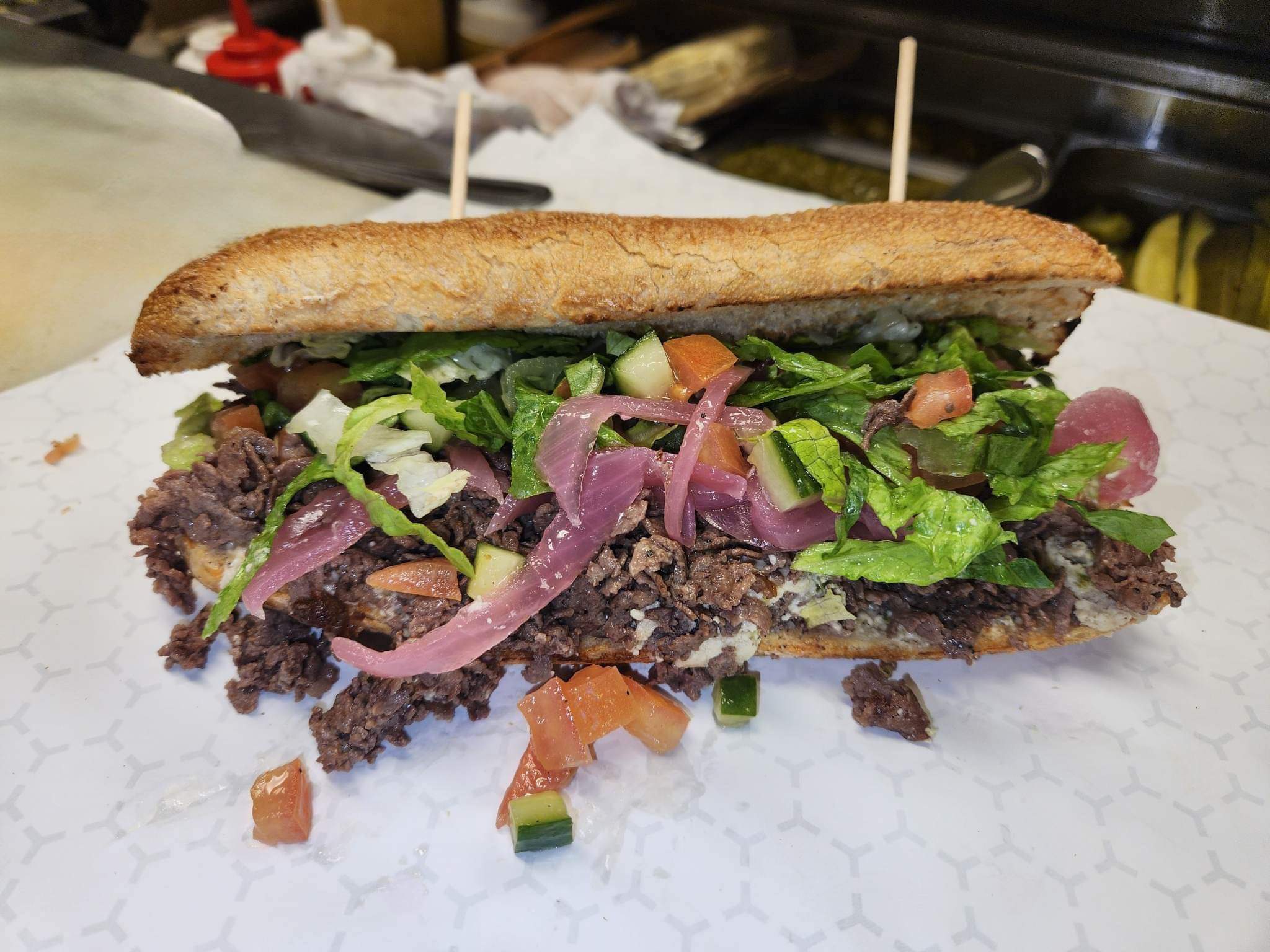 Order Mediterranean Cheesesteak food online from Lazy Mike Deli store, Falls Church on bringmethat.com