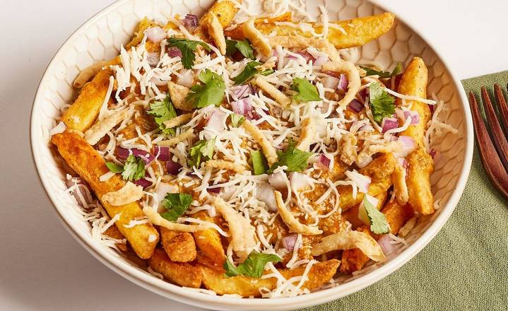 Order Fully Loaded Tikka Fries food online from The Cumin Bowl store, Chicago on bringmethat.com