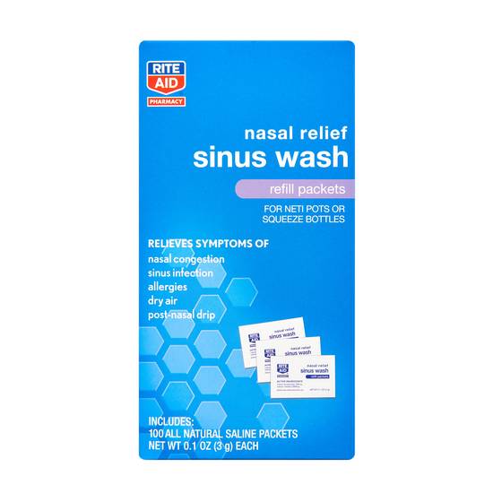 Order Rite Aid Sinus Wash Nasal Relief Refill Packets (100 ct) food online from Rite Aid store, Mckinleyville on bringmethat.com