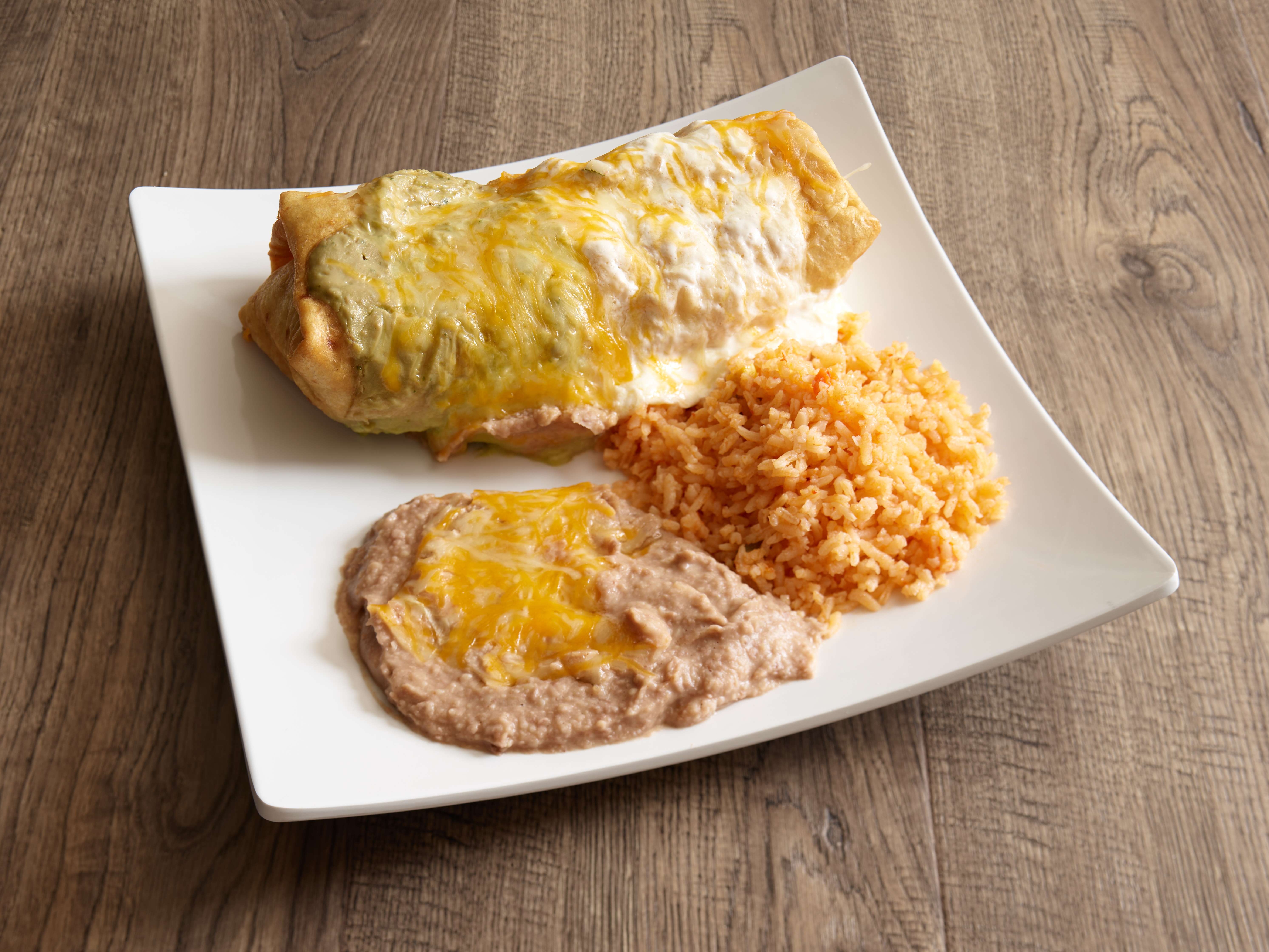 Order #4. Chimichanga Plate food online from Los Gordos Mexican Food store, Flagstaff on bringmethat.com