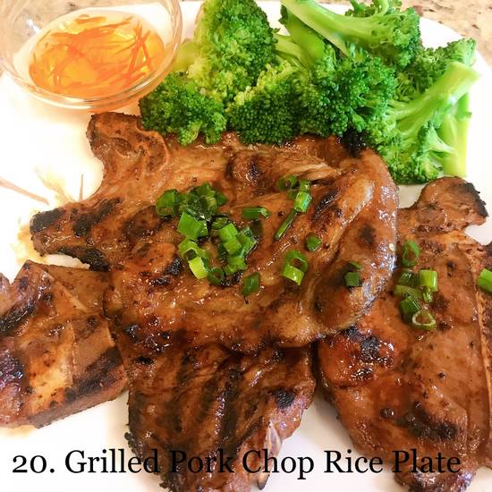 Order Grilled Bone-In Pork Chop Rice Plate food online from Pho House store, Carmichael on bringmethat.com