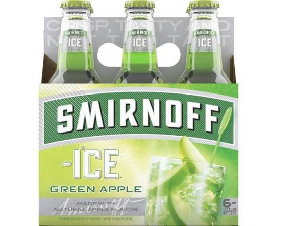 Order Smirnoff Ice Green Apple, 6 pack, 11.2 fl oz Bottles food online from Starway Liquor store, Bell Gardens on bringmethat.com