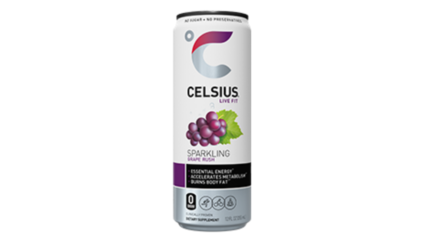 Order Celsius Grape Rush Diet Drink 12oz Can food online from Country Cousins Liquor & Jr Market store, Sylmar on bringmethat.com