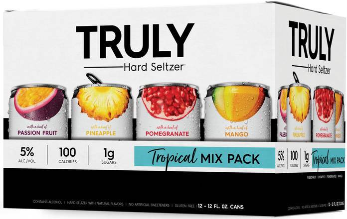 Order Truly Hard Tropical Mix, 12pk-12oz spiked sparkling water (5.0% ABV) food online from Mimi Liquor store, Joliet on bringmethat.com