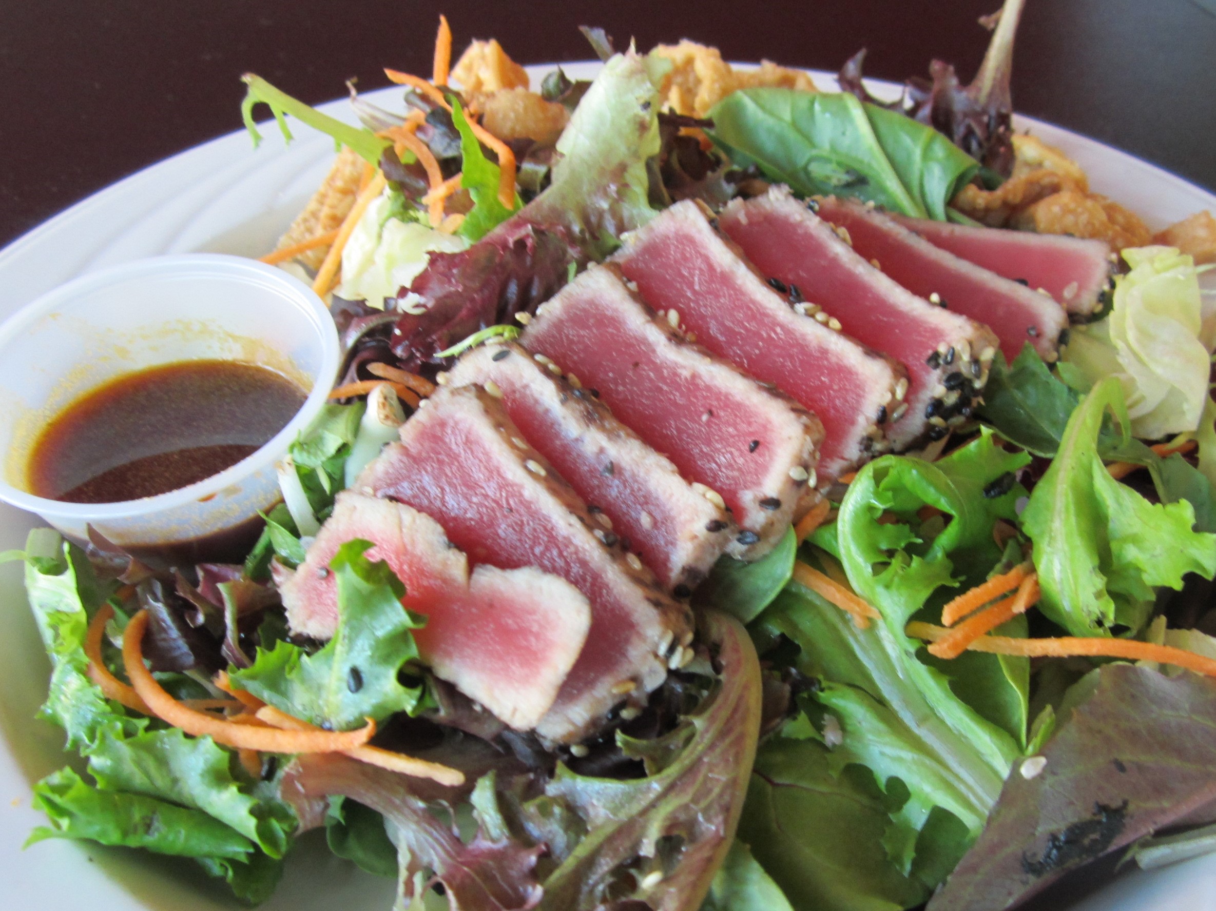 Order Seared Ahi Tuna Salad food online from Bamboo Bistro Westgate store, Austin on bringmethat.com