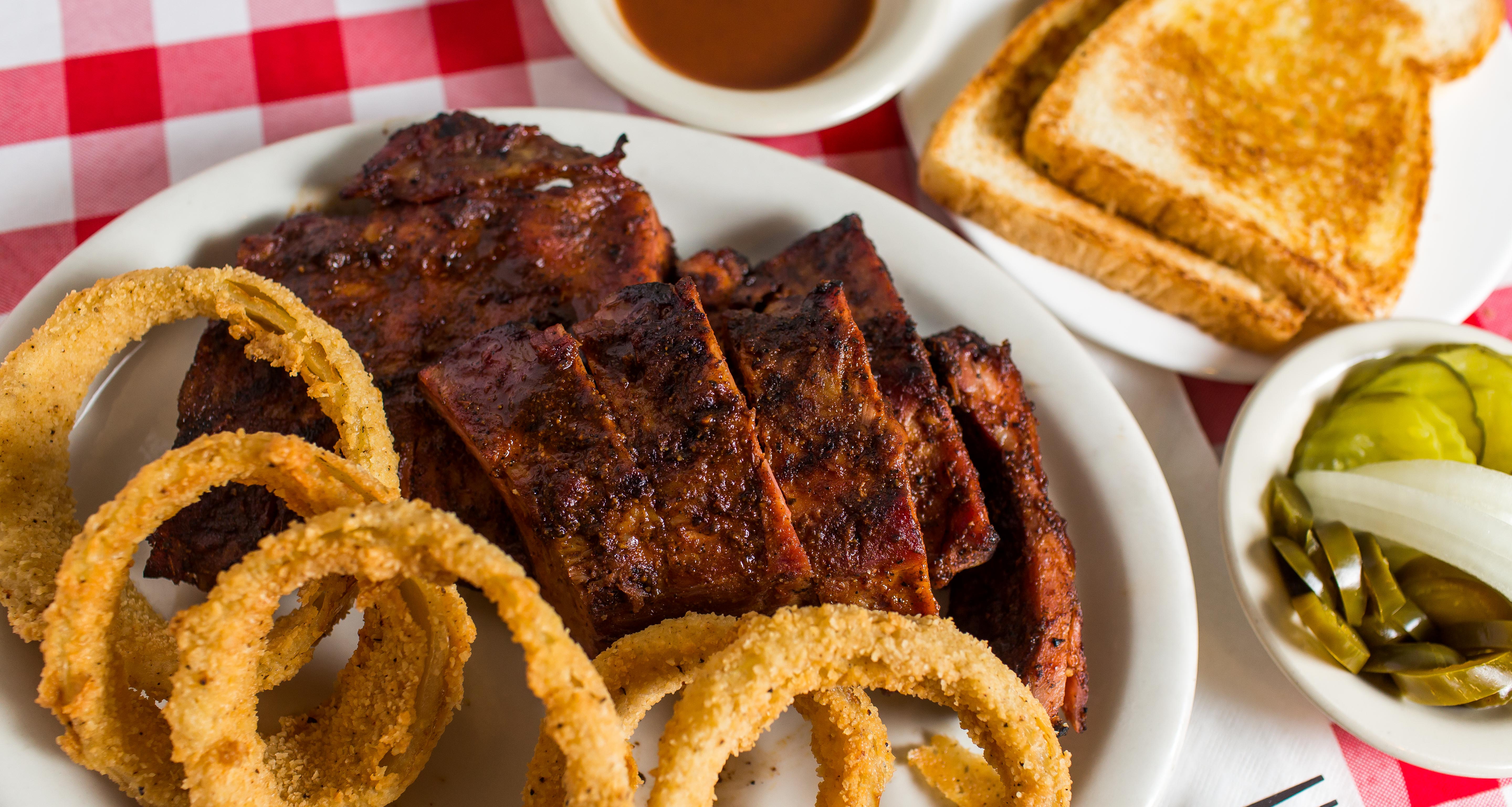 Order Pork Ribs Plate food online from Old Hickory Inn Barbecue store, Houston on bringmethat.com