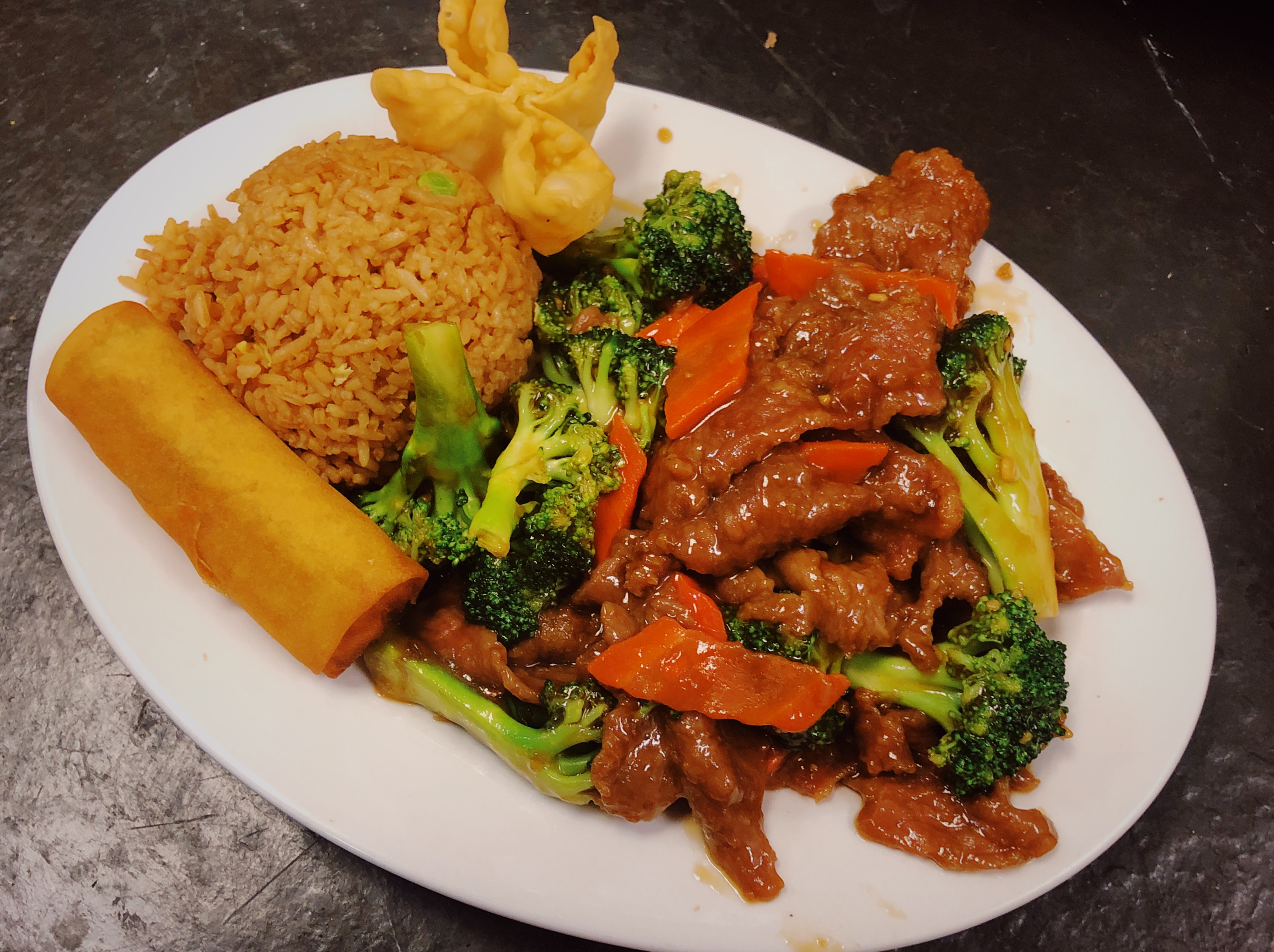Order Beef with Broccoli Combination Dinner food online from New China Cuisine store, North Las Vegas on bringmethat.com