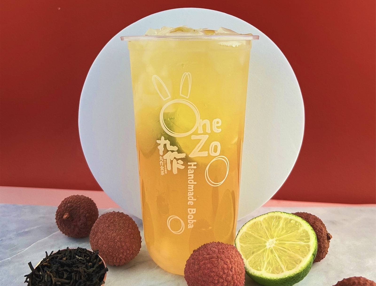 Order Lychee Lemon Green Tea (L)(Lychee Jelly Included) food online from One Zo store, Los Angeles on bringmethat.com