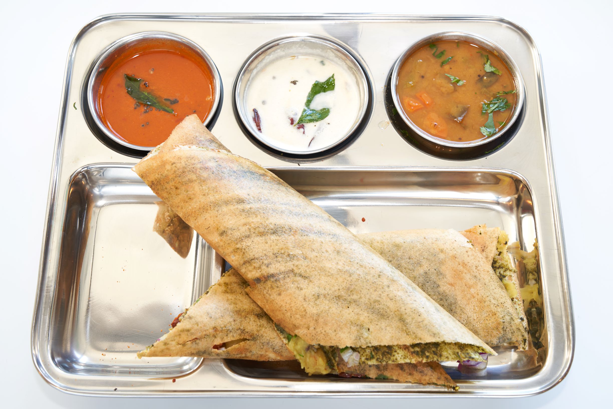 Order Spinach Masala Dosa food online from Annapurna Grill store, Pasadena on bringmethat.com