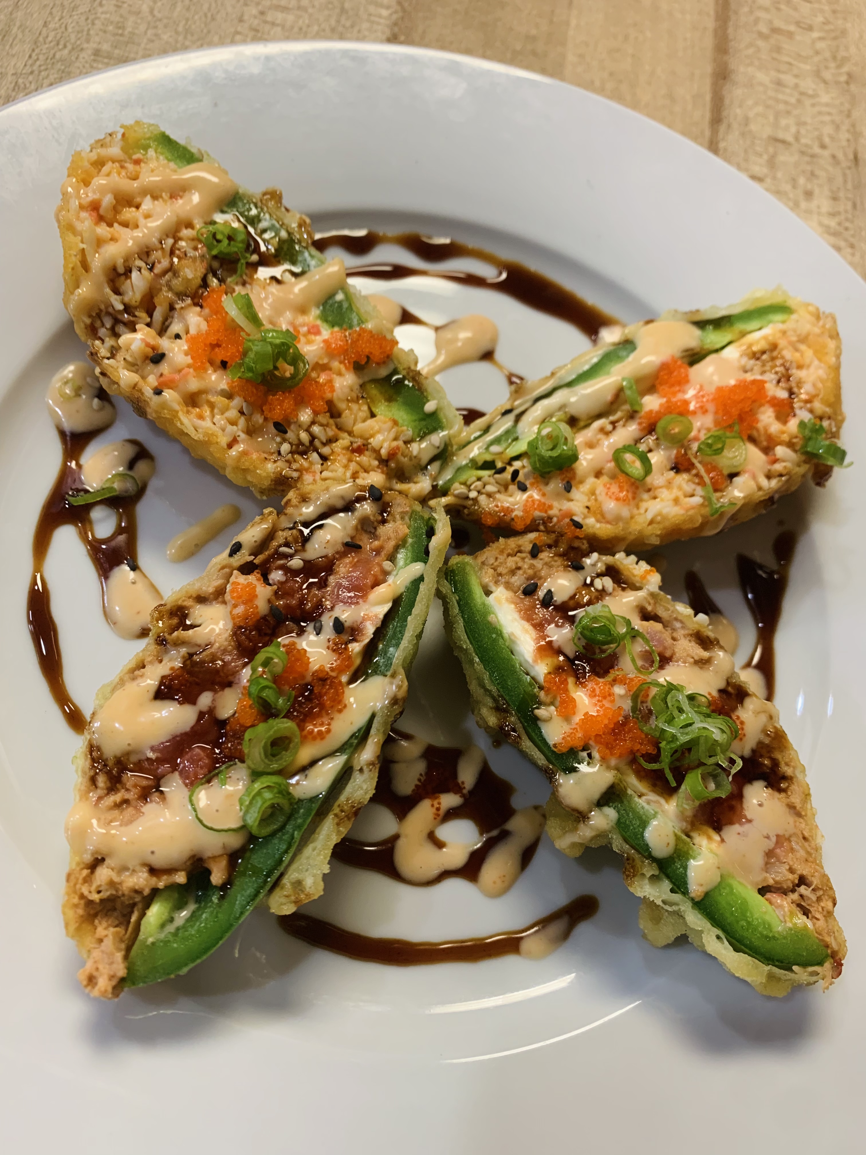 Order Stuffed Jalapeno food online from Avocado Roll & Sushi store, Fullerton on bringmethat.com