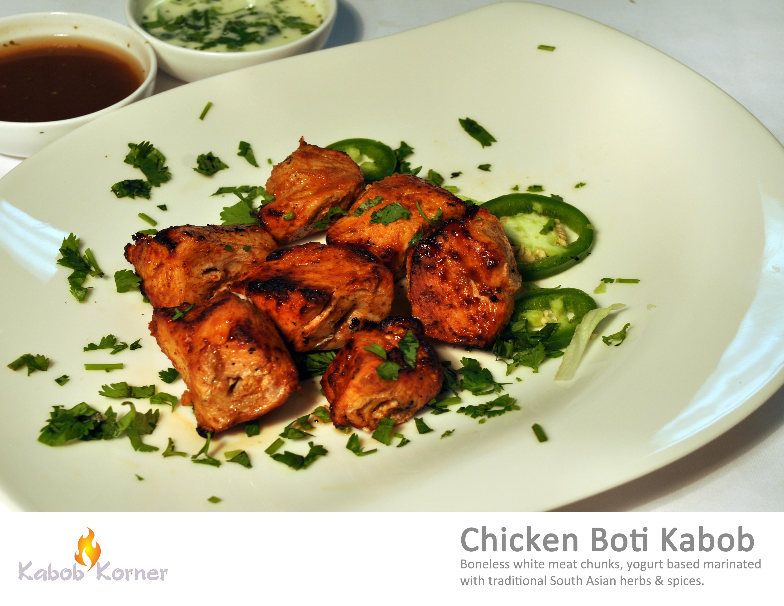 Order Chicken Botti Kabob PLATTER food online from Kabob Korner store, Houston on bringmethat.com