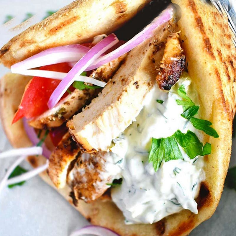 Order Chicken Greek Gyro with Fries - Panini food online from Brother Bruno Pizza store, Washingtonville on bringmethat.com
