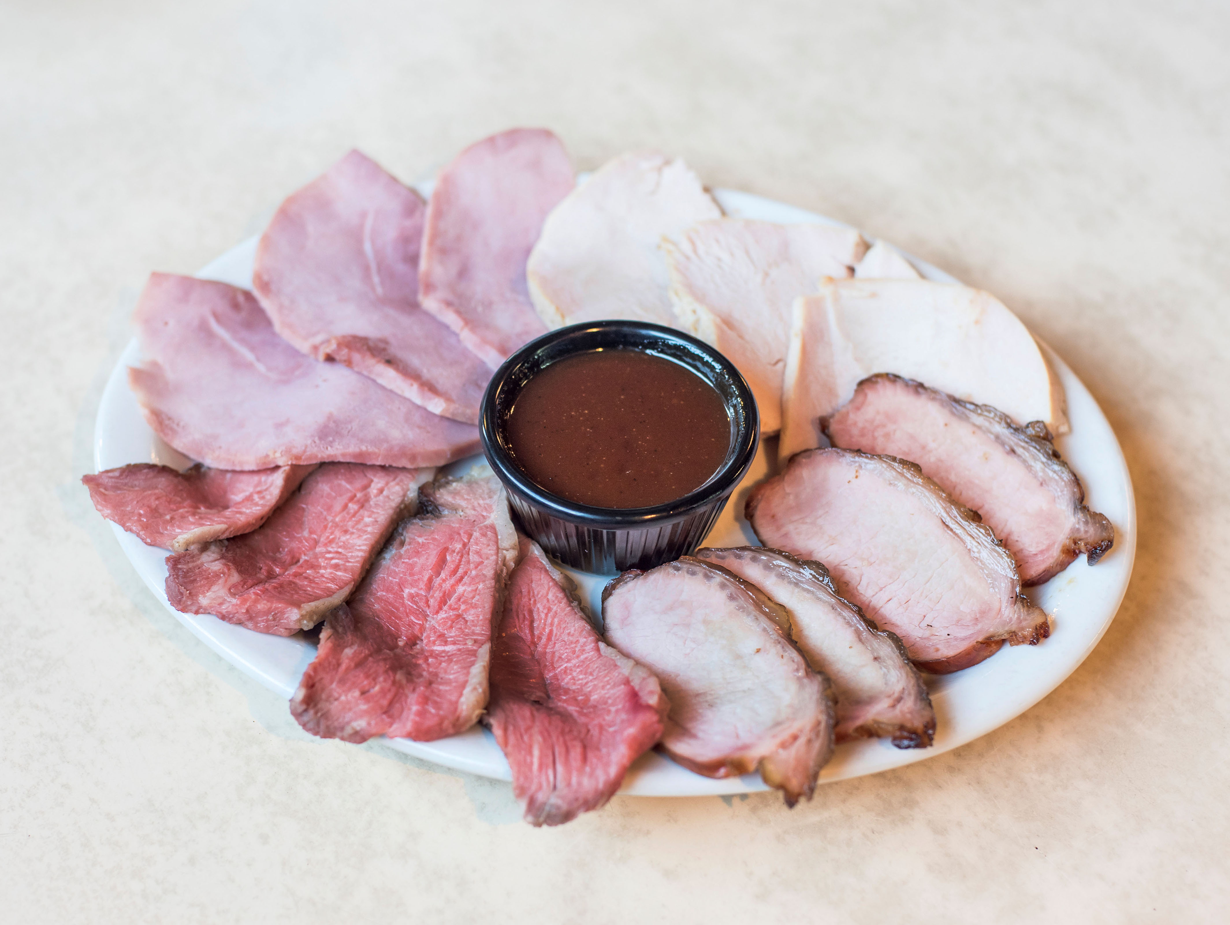 Order Sliced Meat Combination with Side food online from Emil Villas BBQ store, Hayward on bringmethat.com