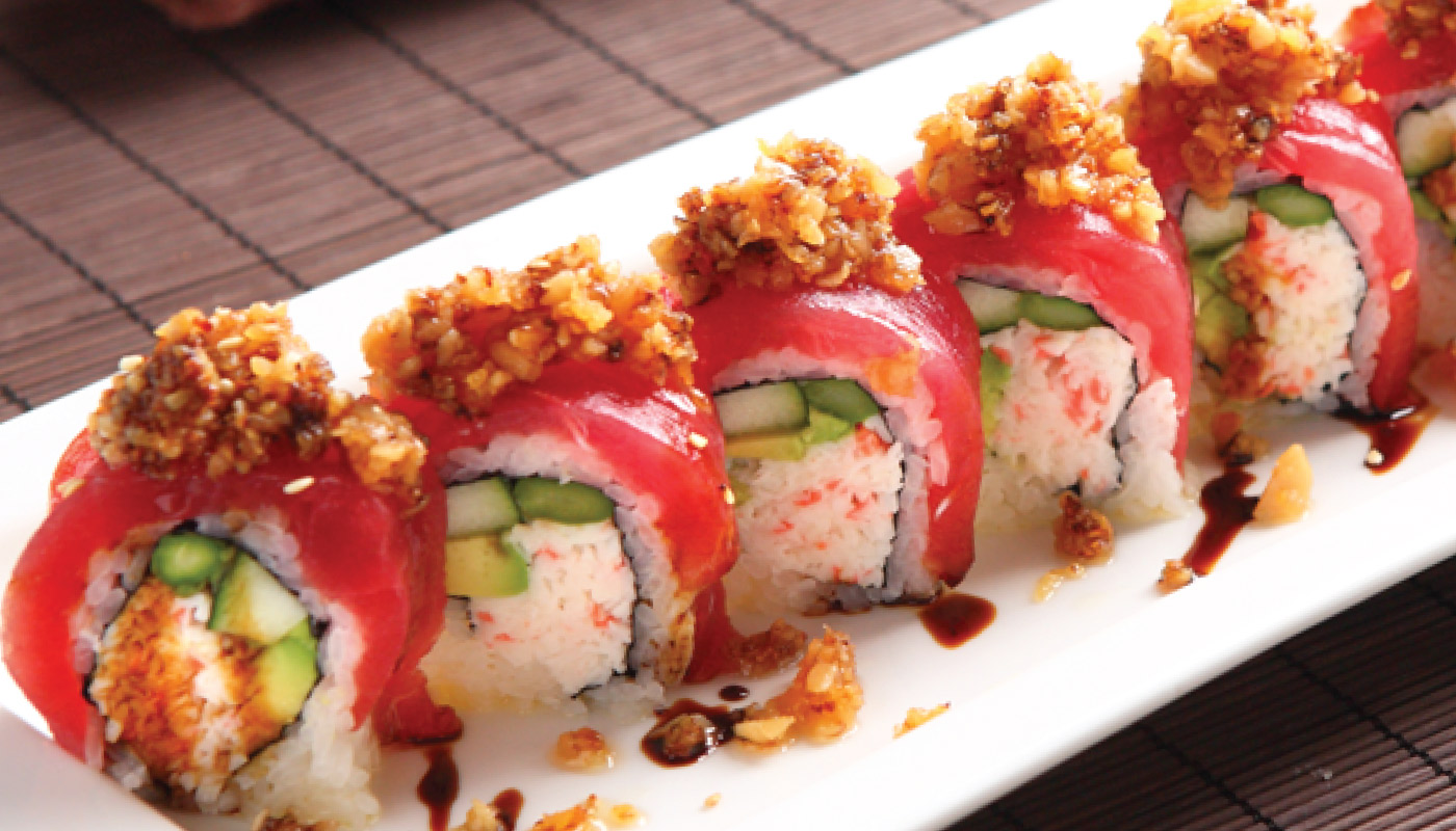 Order F11. Red Dragon Roll food online from Ami Sushi store, Westwood on bringmethat.com