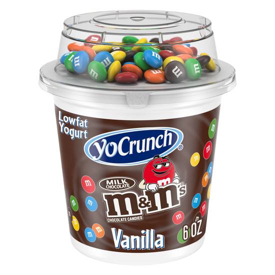 Order Yocrunch Vanilla Yogurt with Milk Chocolate M&M's 6oz food online from Everyday Needs by Gopuff store, Athens on bringmethat.com