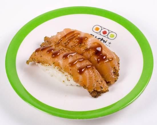 Order Marinated Salmon Nigiri (Zuke Sake) (2 pcs) food online from Sushi + Rotary Sushi Bar store, Aurora on bringmethat.com