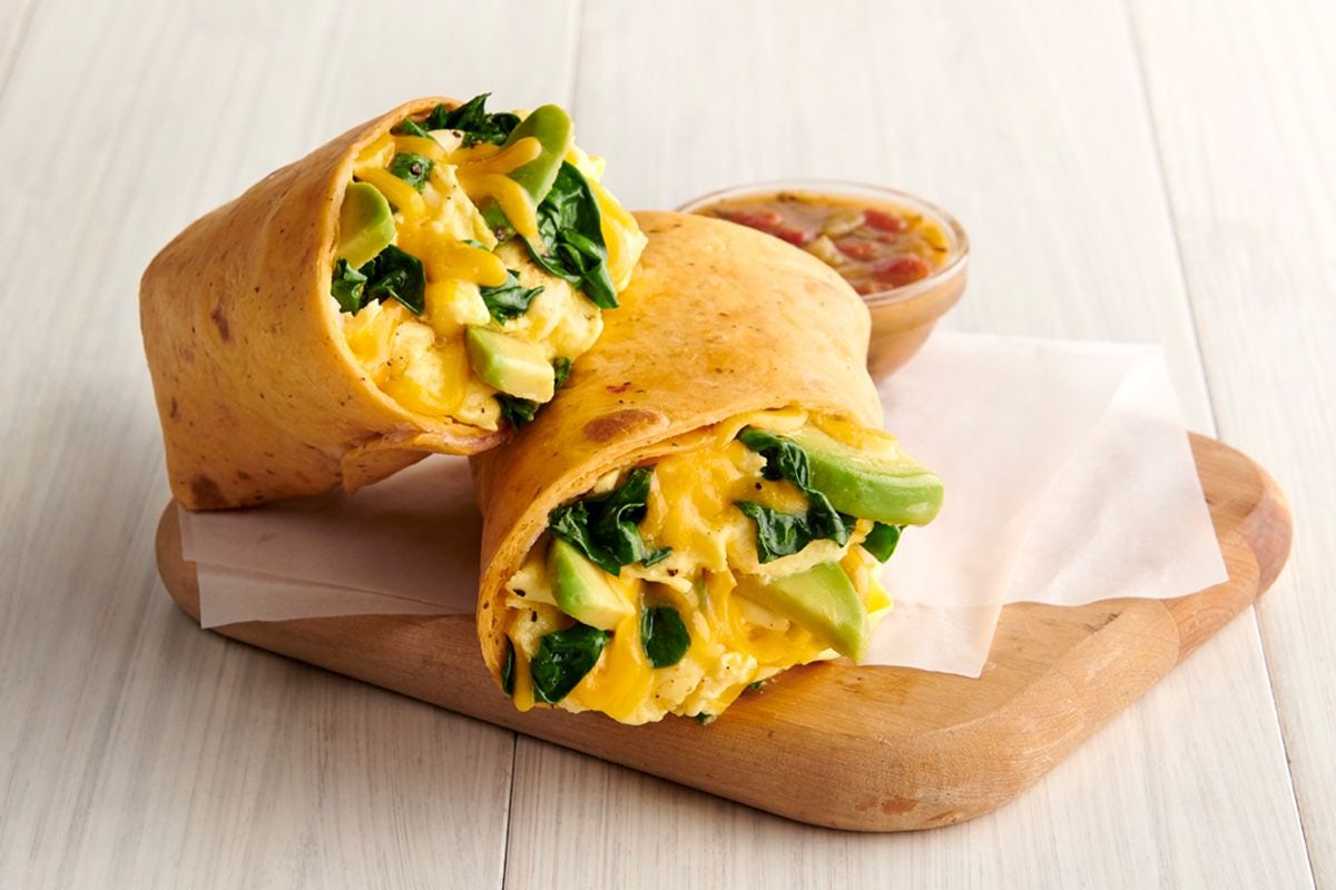 Order Avocado & Spinach Breakfast Wrap (V) food online from Corner Bakery store, Fountain Valley on bringmethat.com