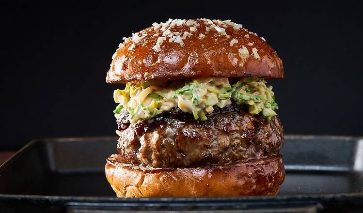 Order PRIME DRY AGED STEAK BURGER food online from Tokyo Hot Chicken By Mina store, San Francisco on bringmethat.com