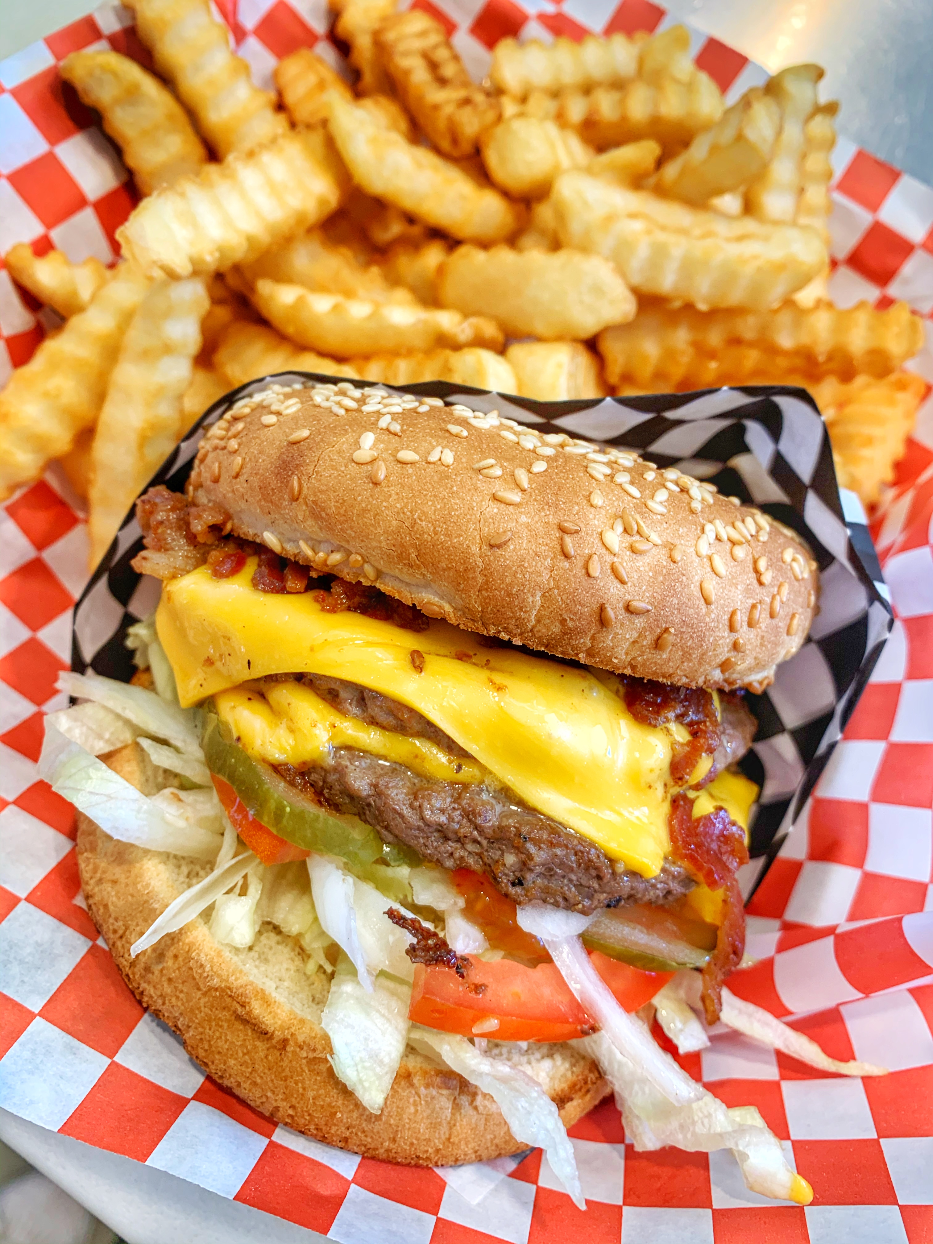 Order Bacon Cheeseburger food online from The Hut store, Burbank on bringmethat.com
