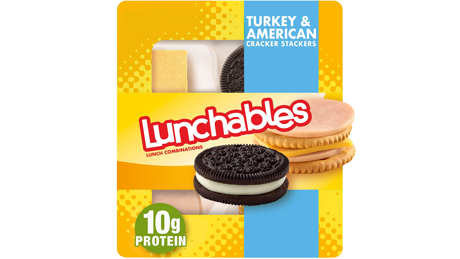 Order Lunchables Turkey & American Cheese Cracker Stackers with Chocolate Sandwich Cookies Snack Kit (3.4 oz Tray) food online from Lula Convenience Store store, Evesham on bringmethat.com