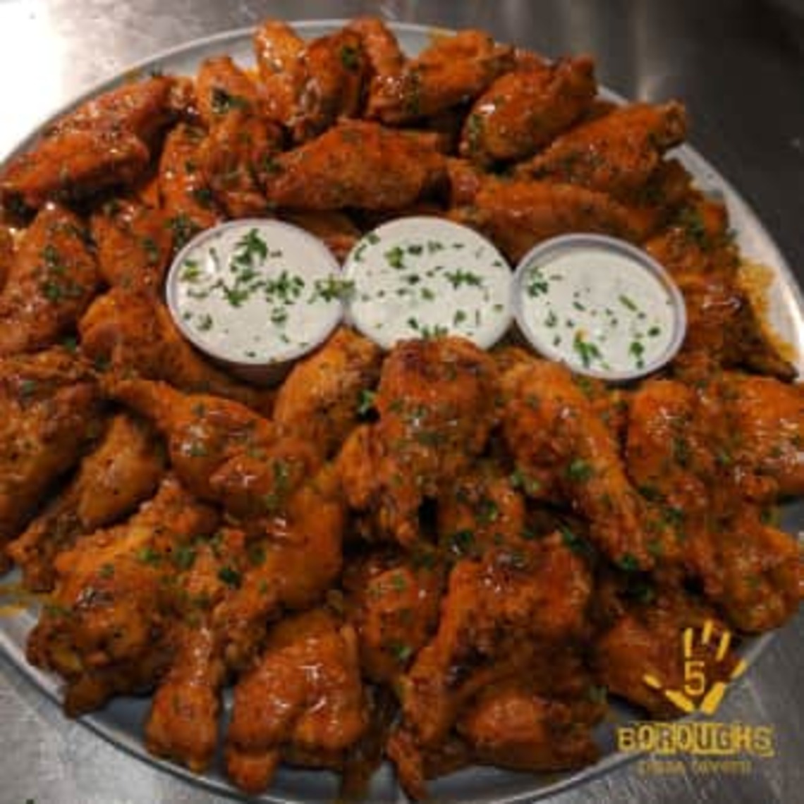 Order 50 Wings food online from Five Boroughs Pizza store, Cumming on bringmethat.com