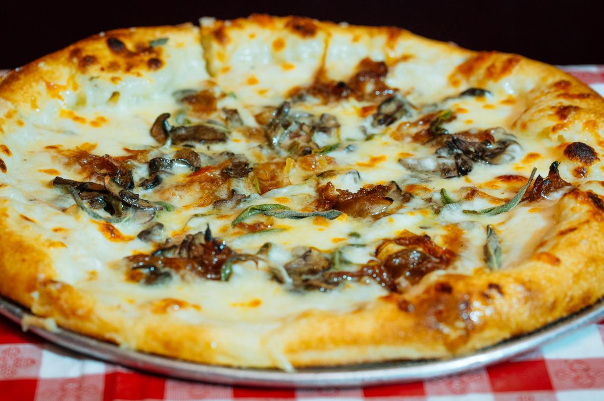 Order Mushroom and Onion Pizza food online from Enjay Pizza At Smokey Joe store, Philadelphia on bringmethat.com