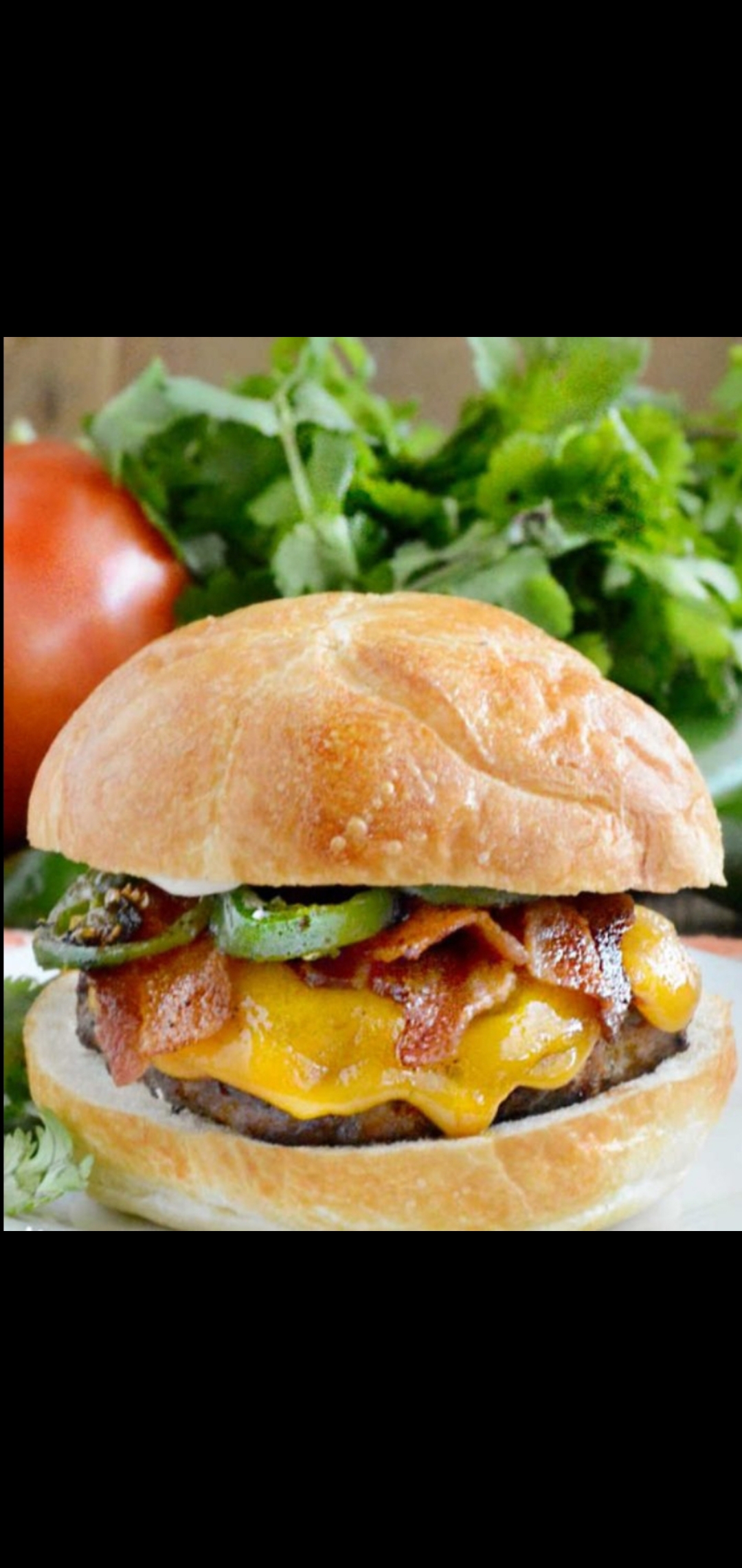 Order 1/2 Pounder Angus Beef Jalapeños Cheddar Bacon Burger (includes lettuce tomatoes) food online from American Gourmet Foods Deli store, New York on bringmethat.com