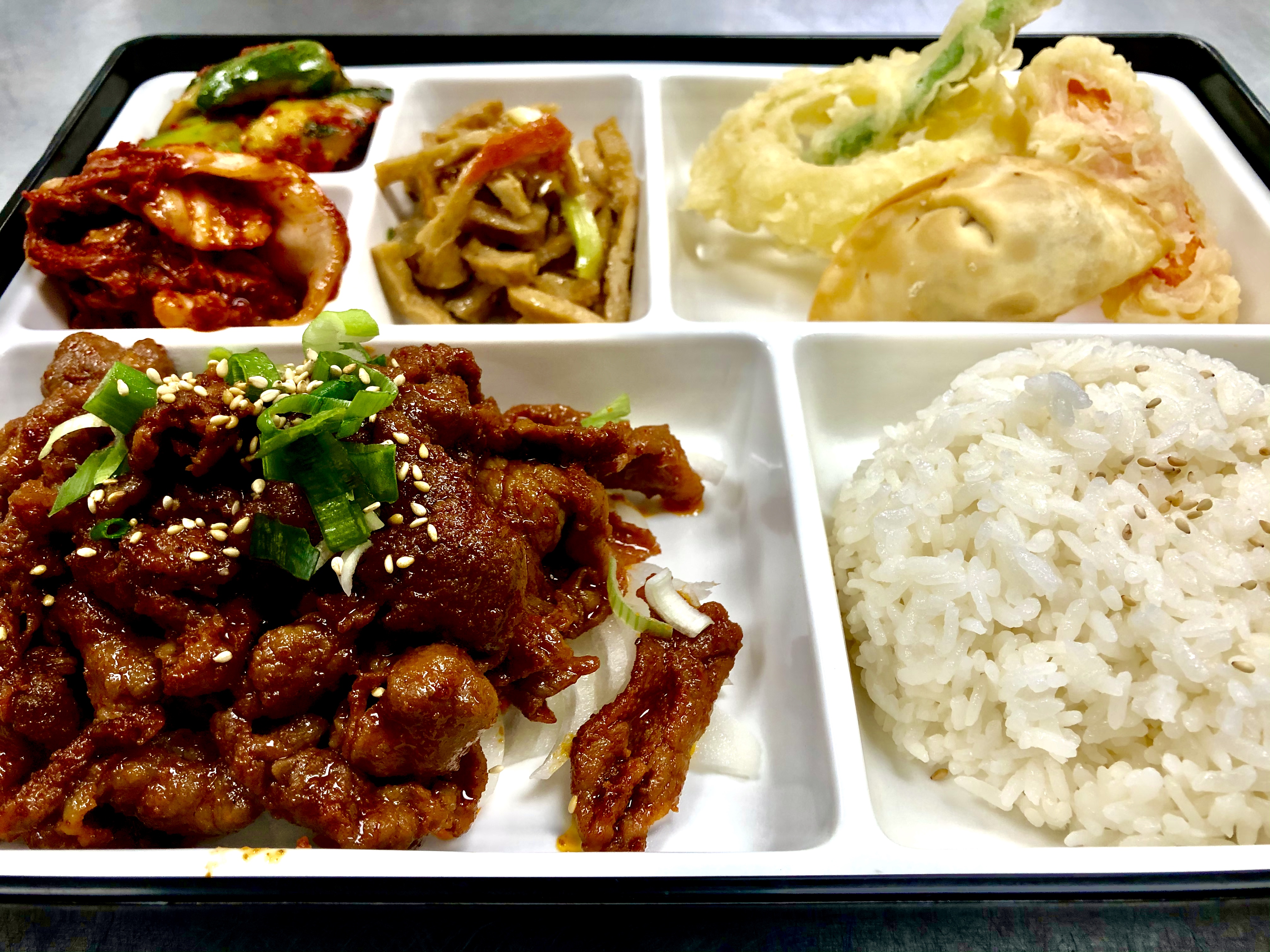 Order Spicy Pork Bulgogi Plate food online from All That Korean Kitchen store, Suwanee on bringmethat.com
