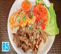 Order R5. Grilled Pork and Shrimp on Rice food online from Zen Noodles store, Naperville on bringmethat.com