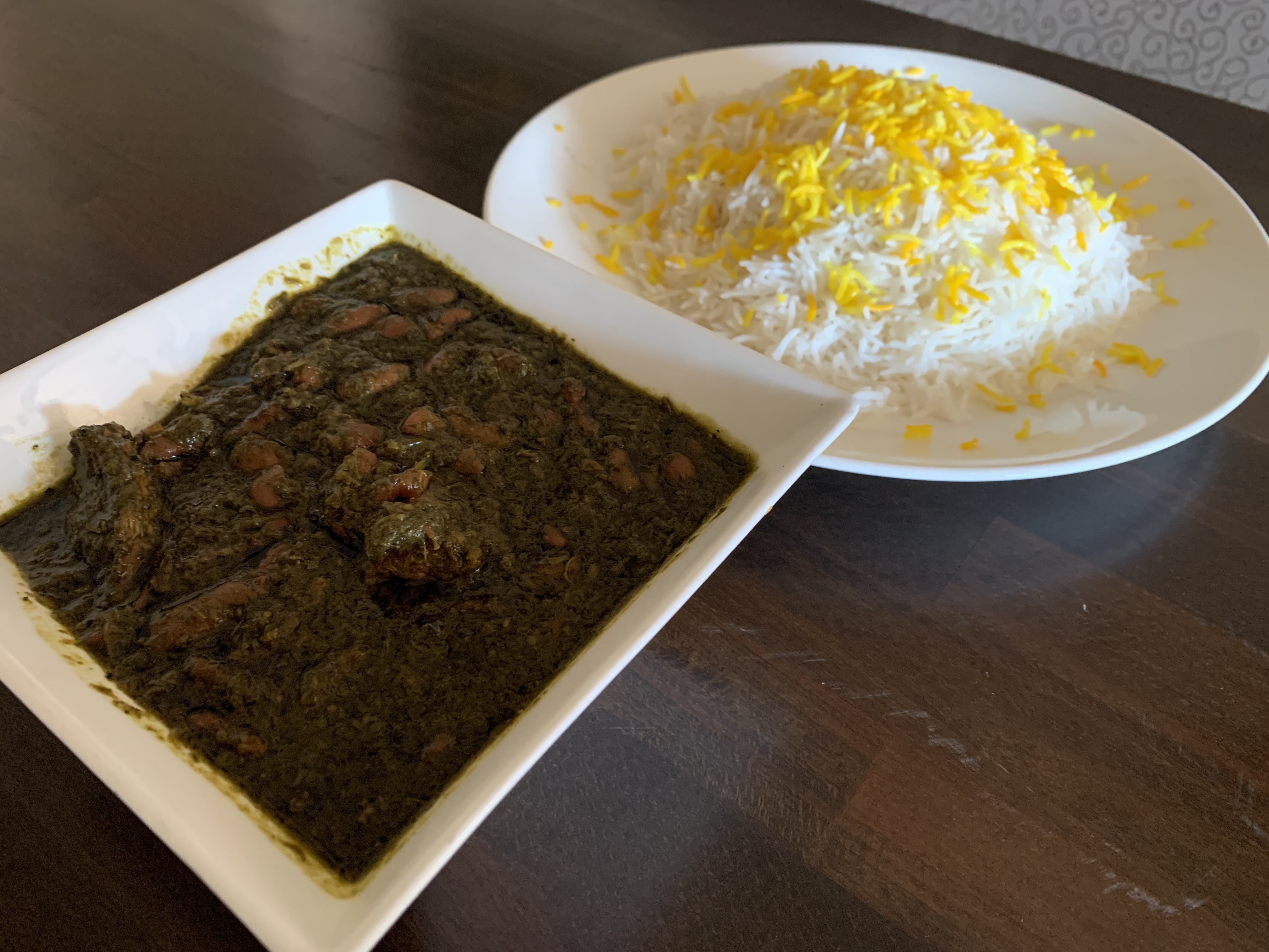 Order 15. Ghormeh Sabzi Stew food online from Ali Baba Persian Restaurant store, Granada Hills on bringmethat.com