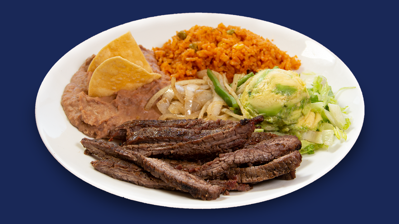 Order Plate Beef Fajita food online from Taco Palenque store, Mcallen on bringmethat.com