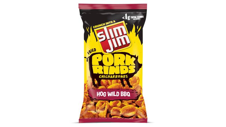 Order Slim Jim Pork Rinds Hog Wild Bbq Fried Snacks food online from Aldan Sunoco store, Aldan on bringmethat.com