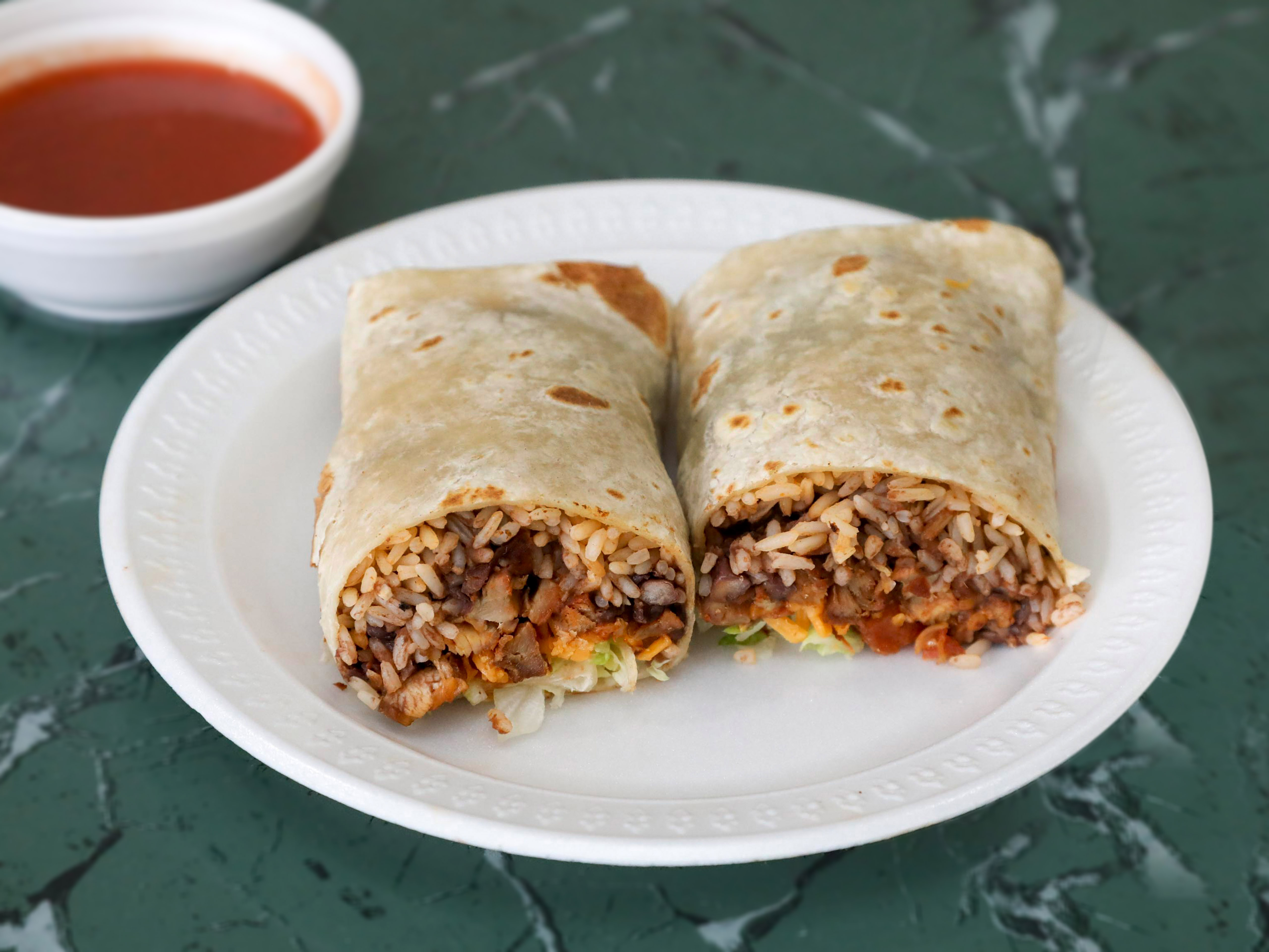 Order 53. Chicken Burrito food online from Yummy Taco store, Brooklyn on bringmethat.com
